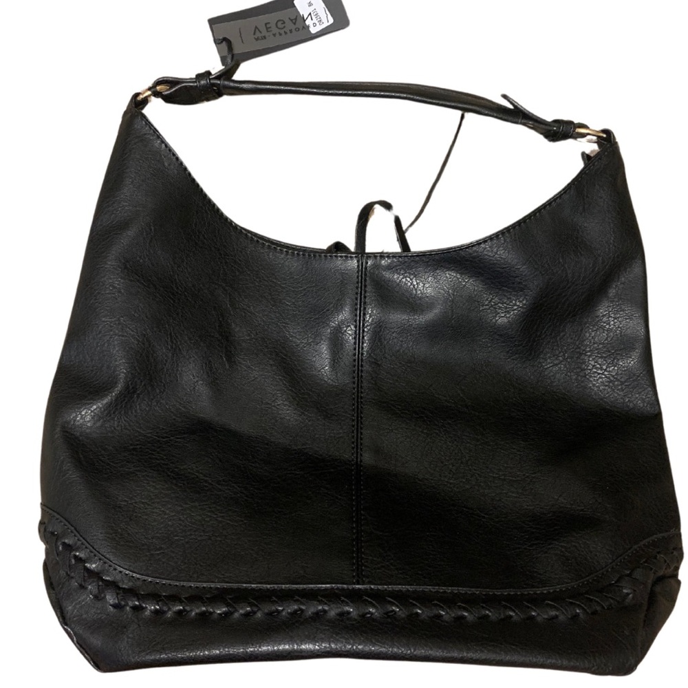 Deluxity Los Angeles PETA Approved Vegan Black Slouchy handbag lined NWT